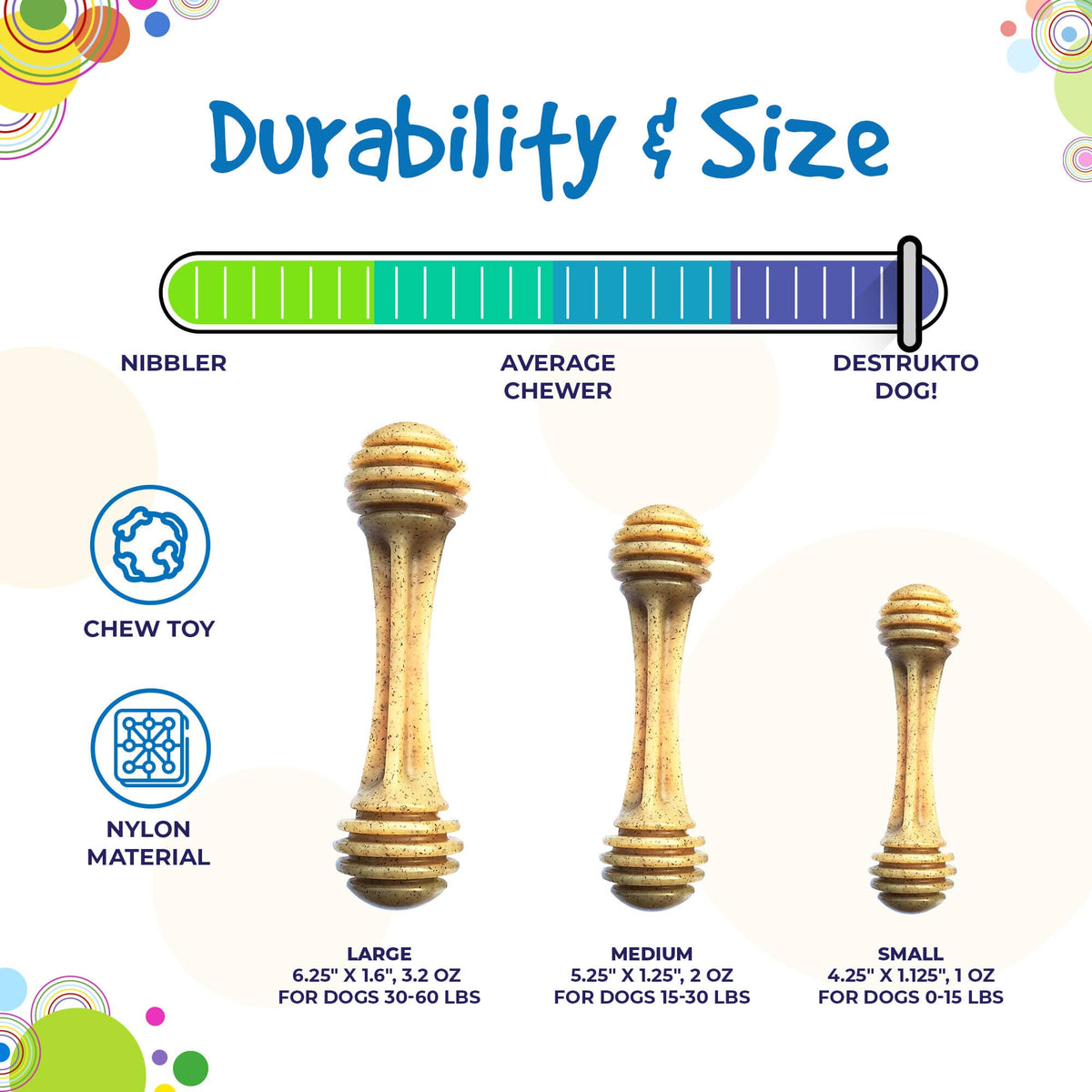 Honey Bone Nylon Dog Toy for Aggressive Chewers | Indestructible | USA Made