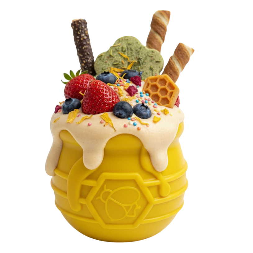 Honey Pot Dog eCup Treat Dispenser | Durable PUP-X Rubber Enrichment Toy | USA Made